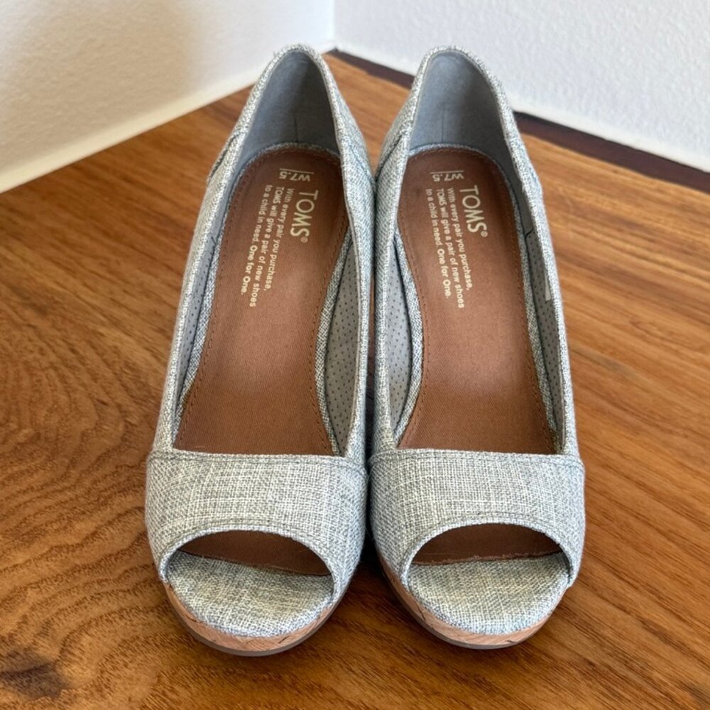 Tom's Open-Toed High-Heel Espadrille, Size 7.5
